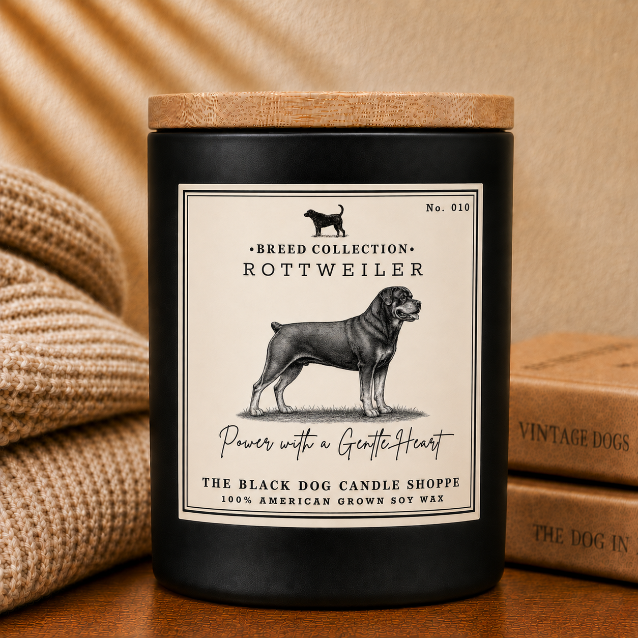 Rottweiler Dog Breed Candle