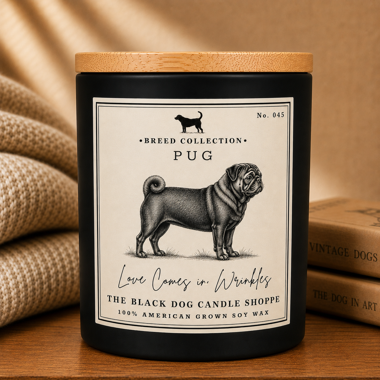 Black Pug Dog Breed Candle
