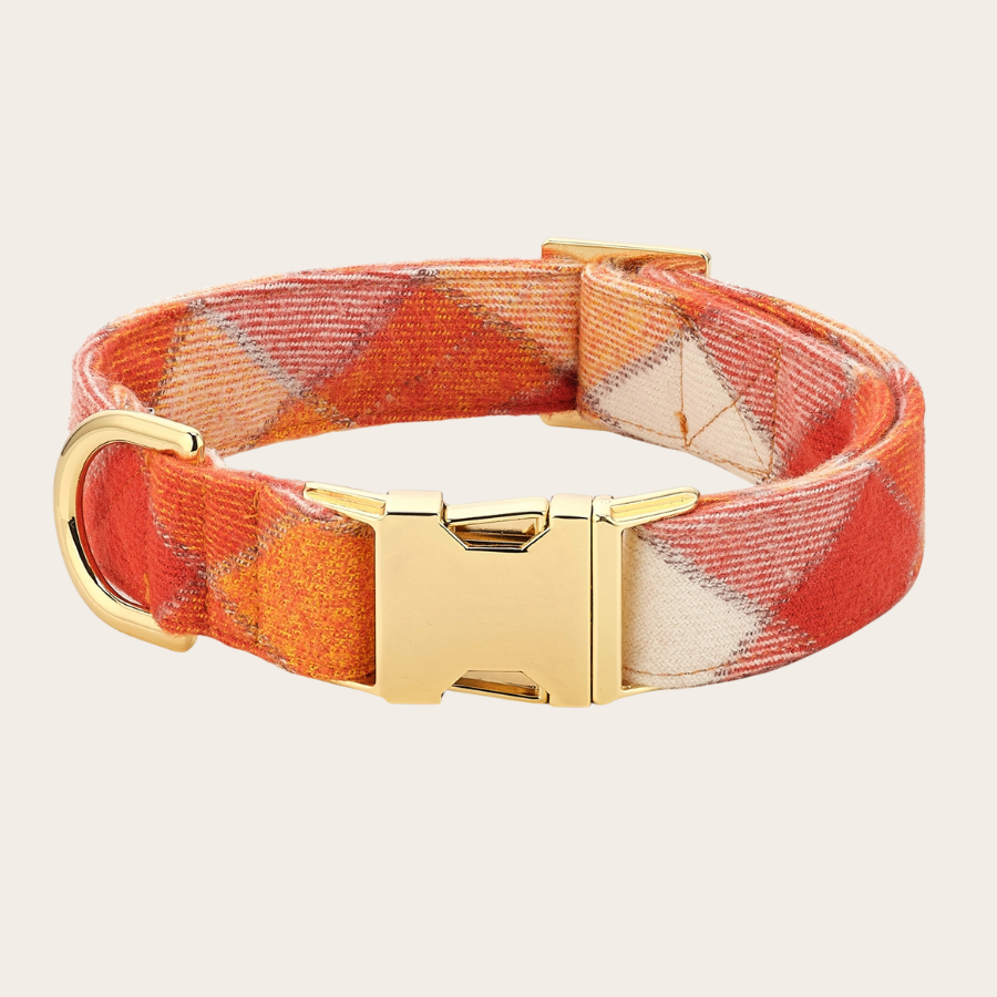 Pumpkin Spice Plaid Flannel Fall Dog Collar