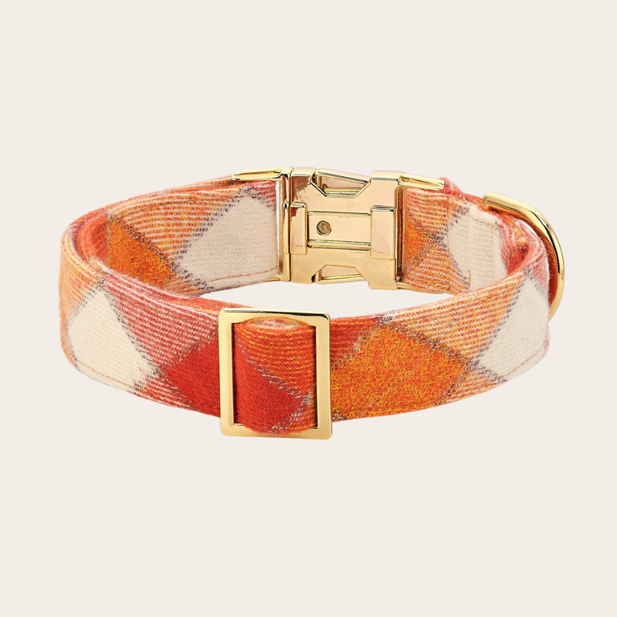 Pumpkin Spice Plaid Flannel Fall Dog Collar