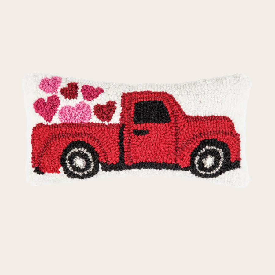 Valentine's Day Heart Red Truck Throw Pillow Mini