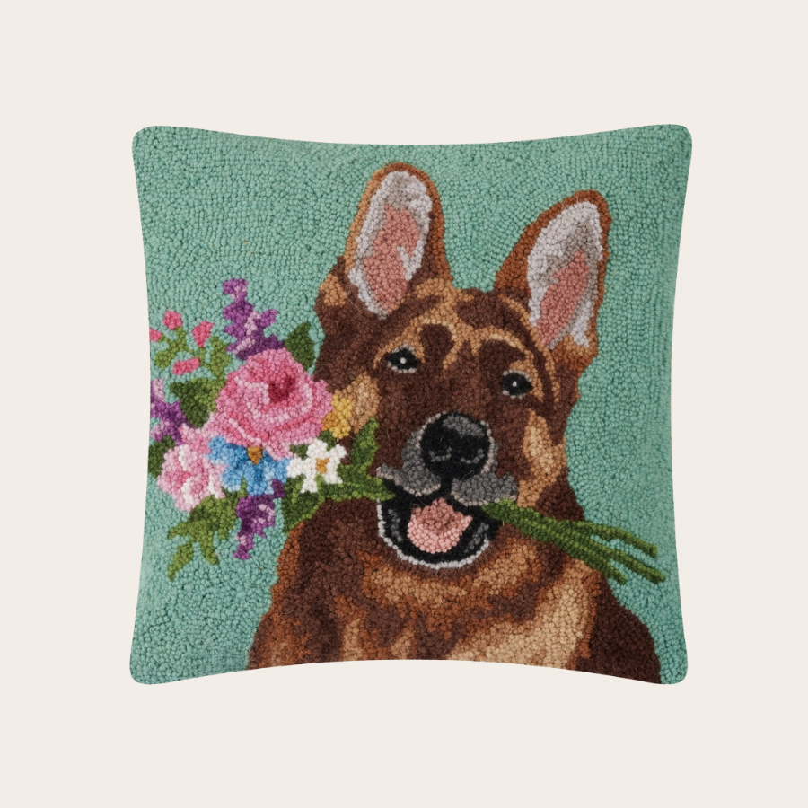 Floral German Shepherd Hook Pillow