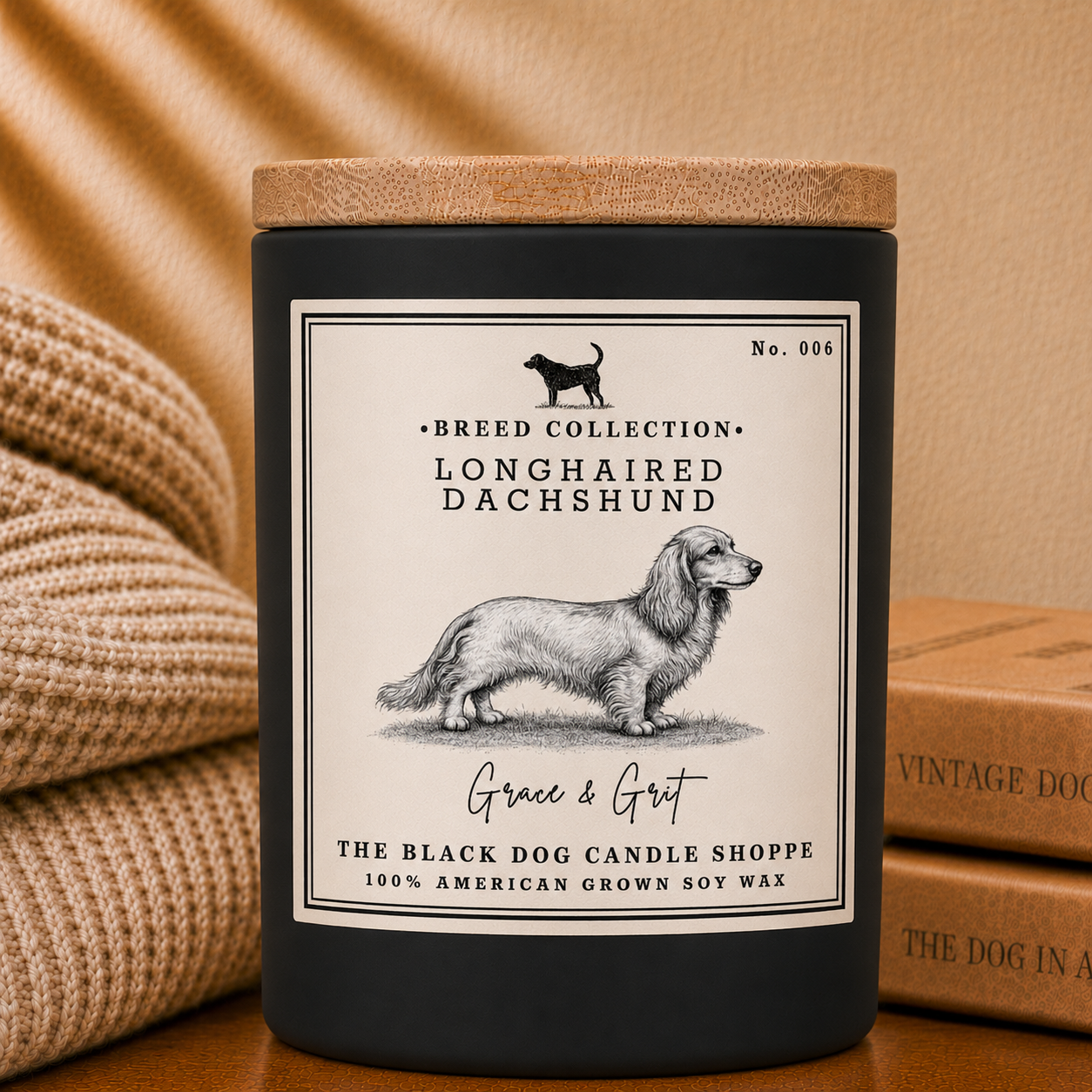 Longhaired Dachshund Dog Breed Candle