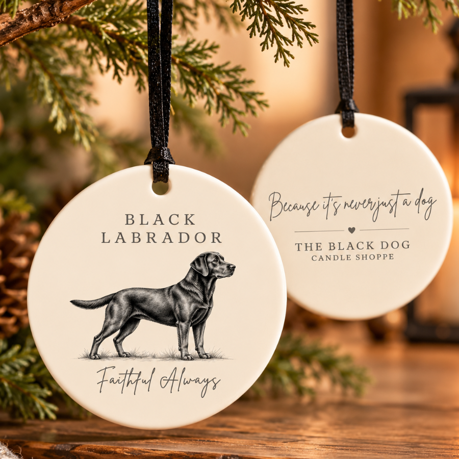 Black Labrador Ceramic Ornament