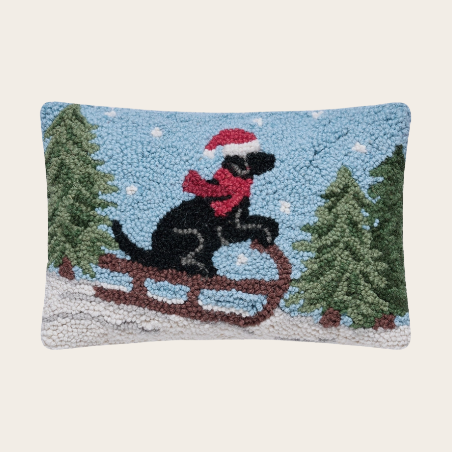 Lab On Sled Hook Pillow