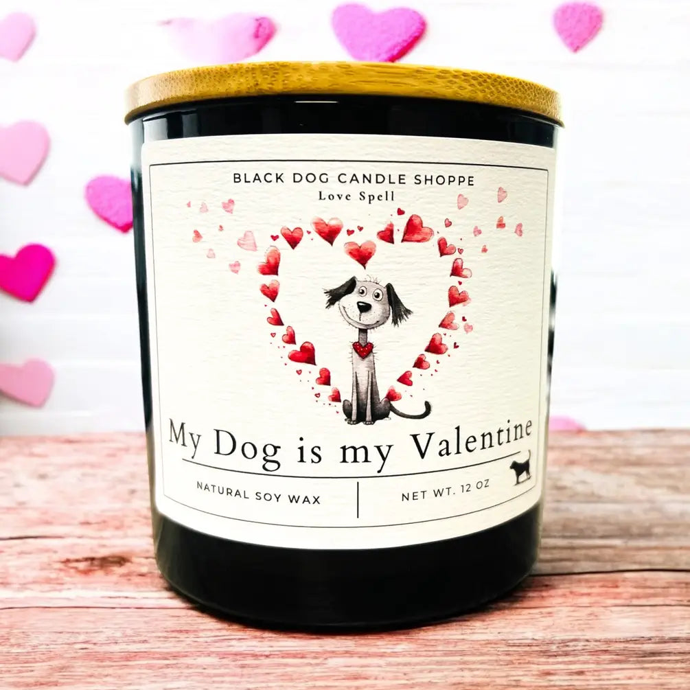 My Dog is my Valentine - Love Spell Double Wick, Grey Vessel
