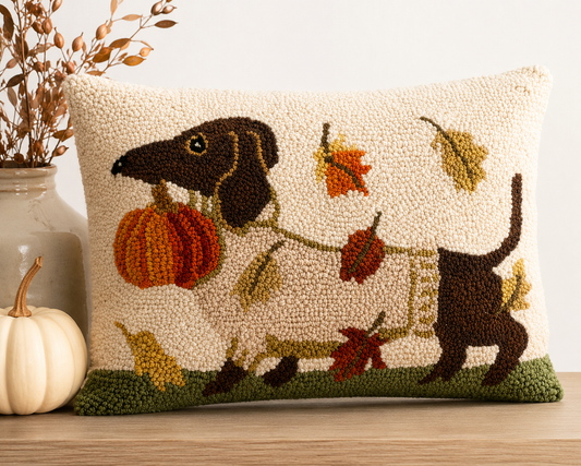 Dachshund & Leaves Hook Pillow