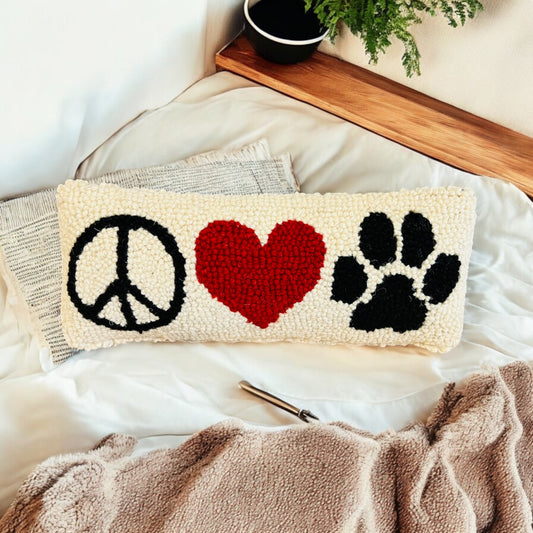 Peace, Love & Dogs Hook Pillow