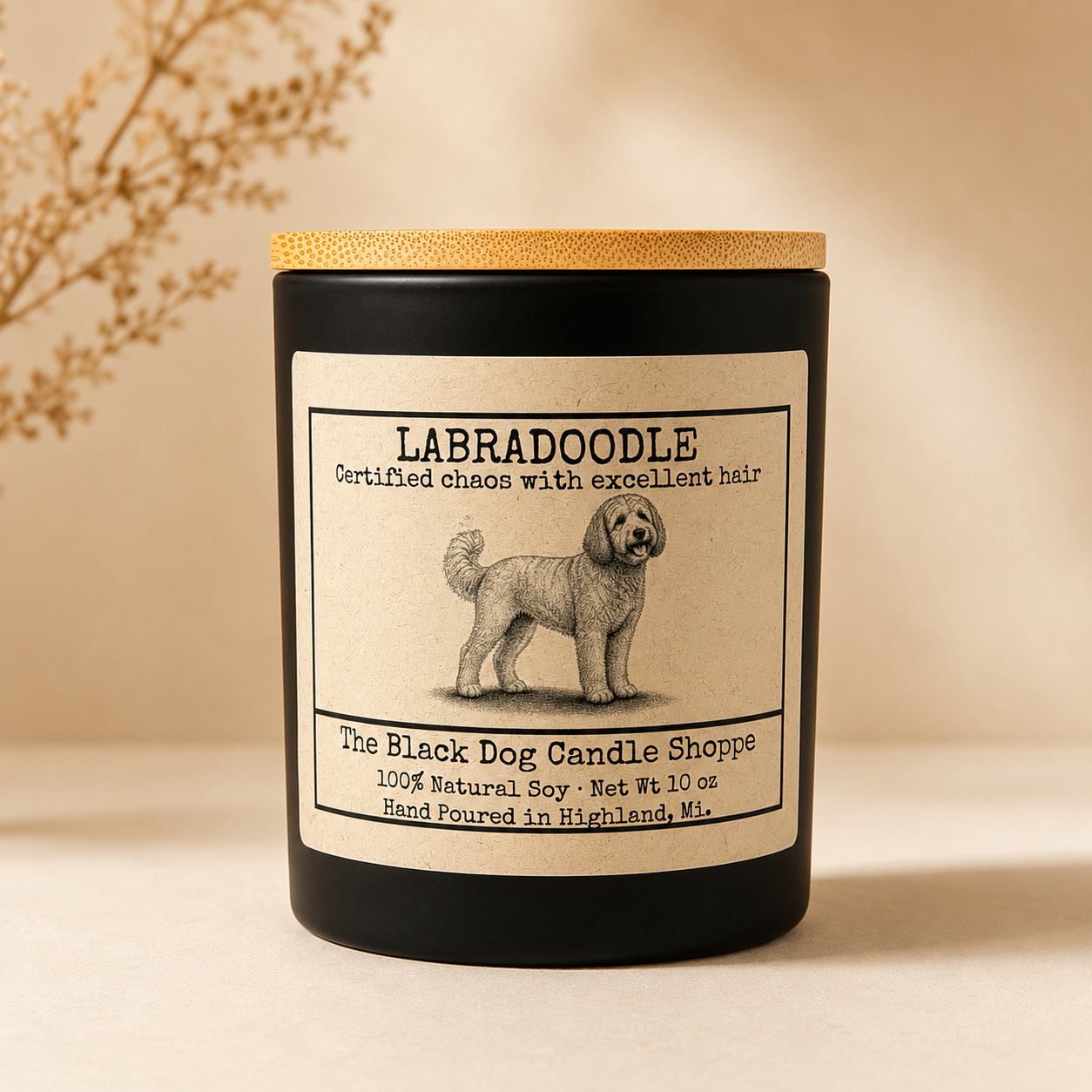 Labradoodle Dog Breed Candle