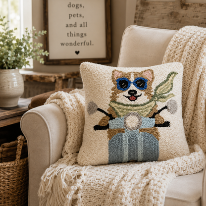 Chic Summer Corgi Hook Pillow