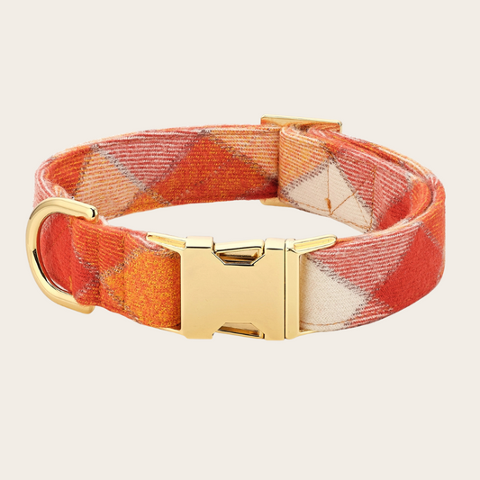 Pumpkin Spice Plaid Flannel Fall Dog Collar