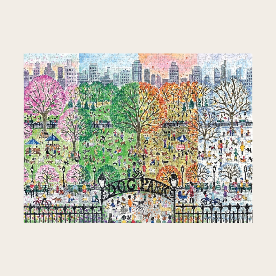 Michael Storrings Dog Park in Four Seasons 1000 Piece Puzzle