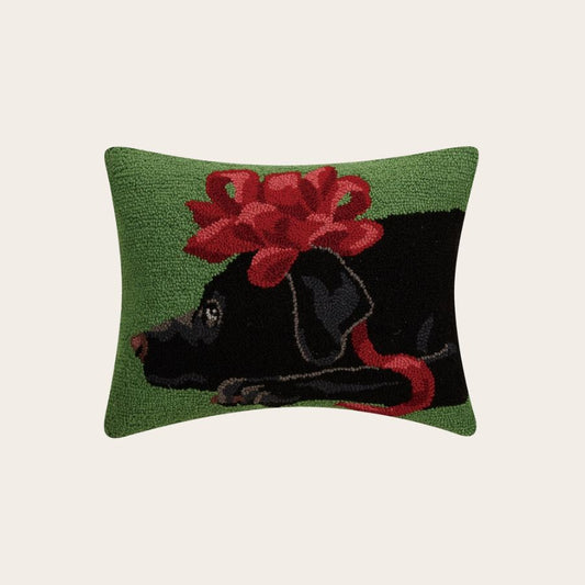 Black Lab Bow Hook Pillow