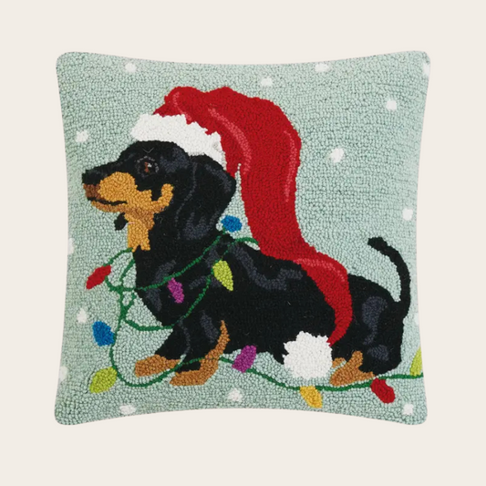 Christmas Dachshund W/Long Hat Hook Pillow