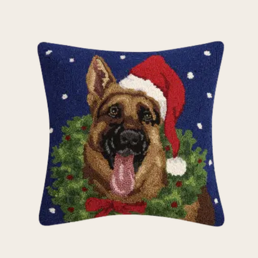 German Shepherd with Wreath Hook Pillow