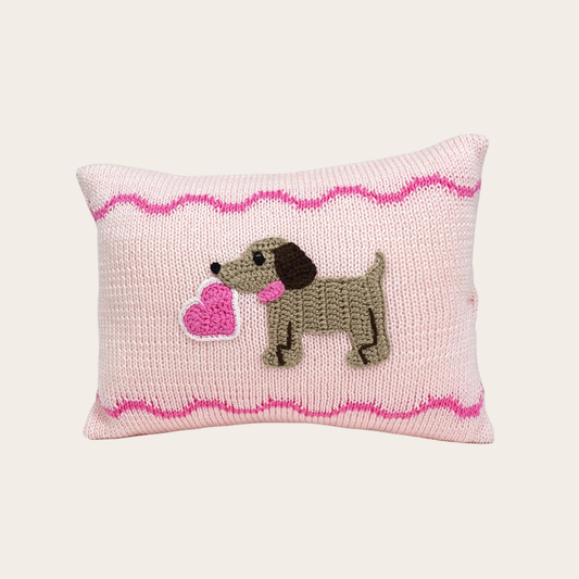 Valentine Puppy Dog Mini Pillow - Pink