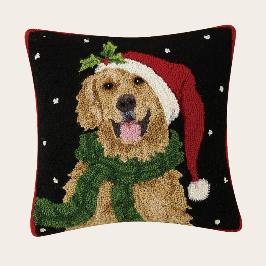 Santa Golden Retriever Hook Pillow