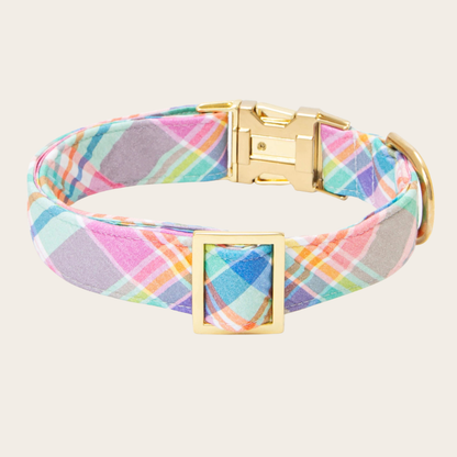Blooming Plaid Spring Easter Dog Collar