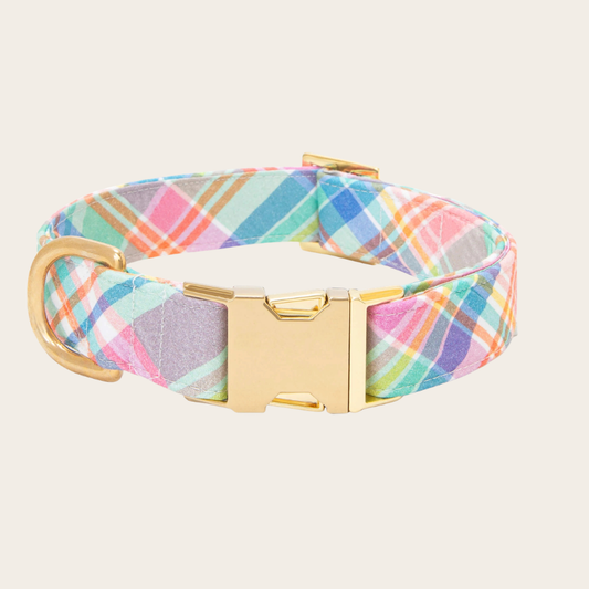 Blooming Plaid Spring Easter Dog Collar