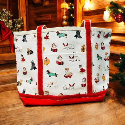 Holiday Dog Canvas Tote