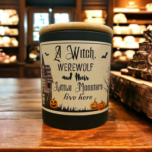 Witch,Werewolf& Little Monsters Halloween Seasonal Candle