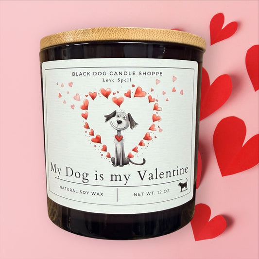 My Dog is my Valentine - Love Spell Double Wick, Grey Vessel