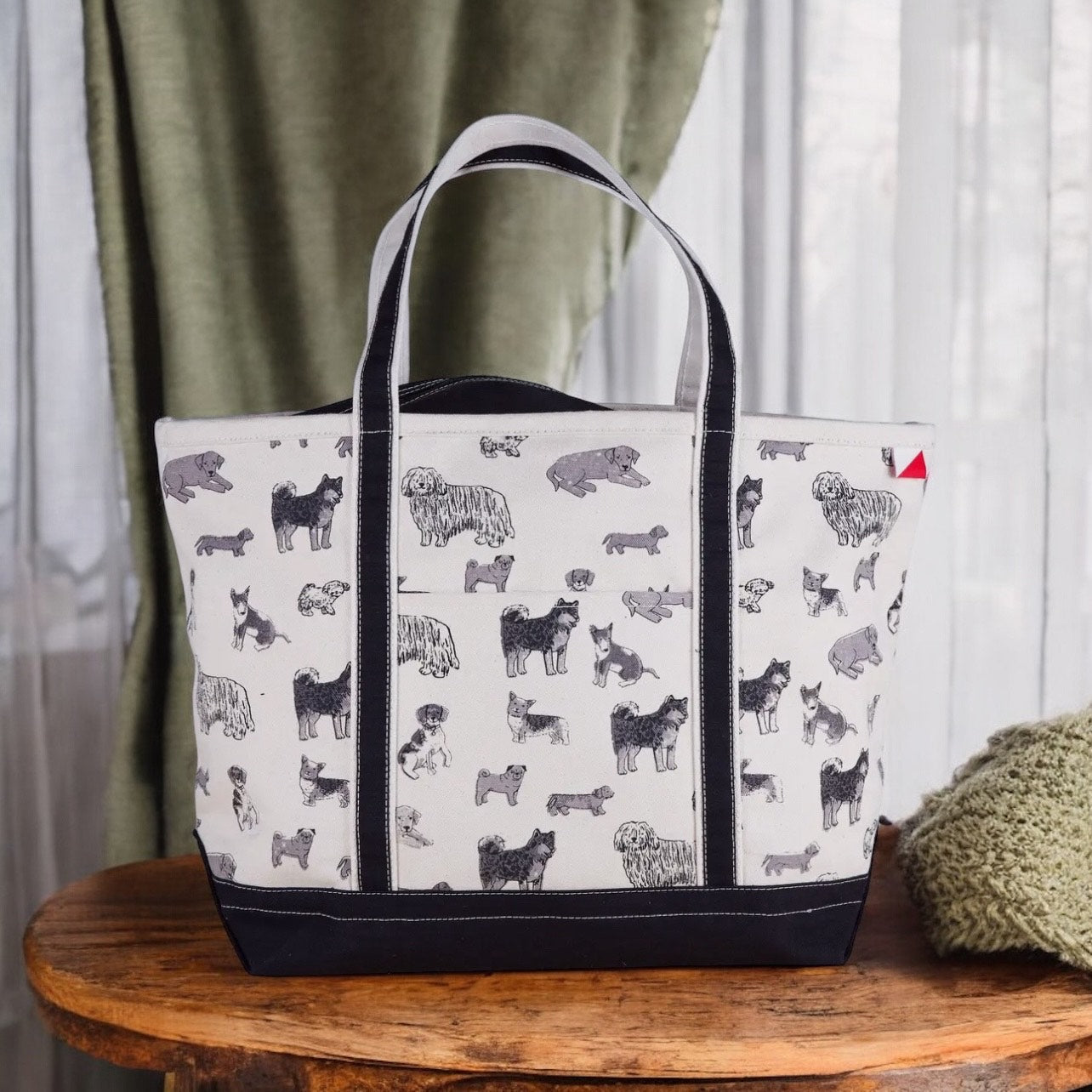 Canvas Large Tote Dog Print