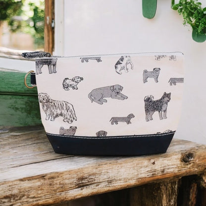 All in Canvas Zippered Accessories Pouch Dog Print