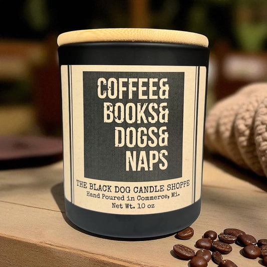 Coffee, Books, Dogs & Naps Candle