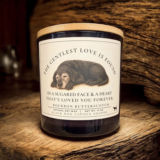 The Gentlest Love Senior Dog Double Wick Grey Vessel Candle