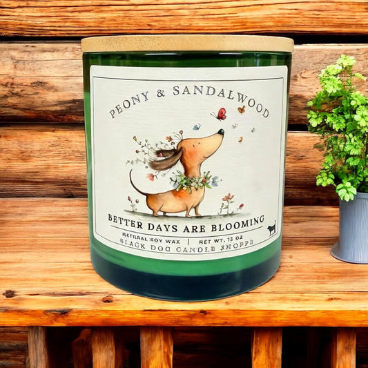 Better Days are Blooming Encouragement DW Candle in Green Vessel