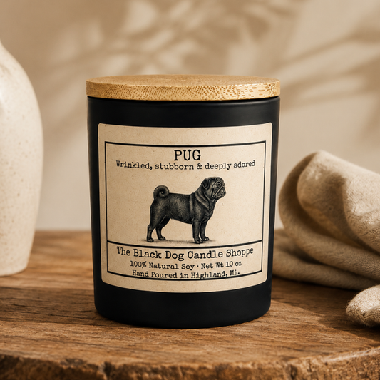 Black Pug Dog Breed Candle