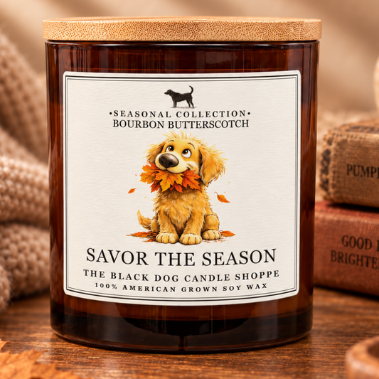 Savor the Season - Bourbon Butterscotch Double Wick Amber Candle