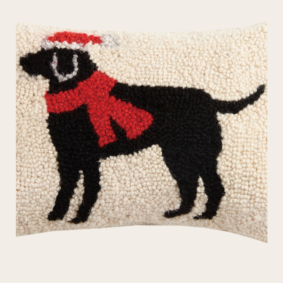Black Labrador Dog Hook Pillow - Christmas