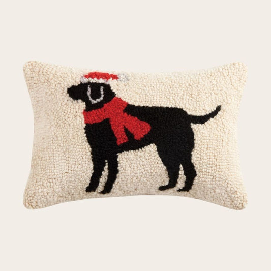 Black Labrador Dog Hook Pillow - Christmas