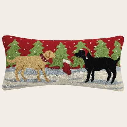 Playful Christmas Dogs Hook Pillow
