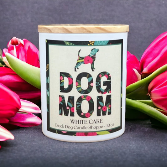 Dog Mom - White Cake Candle