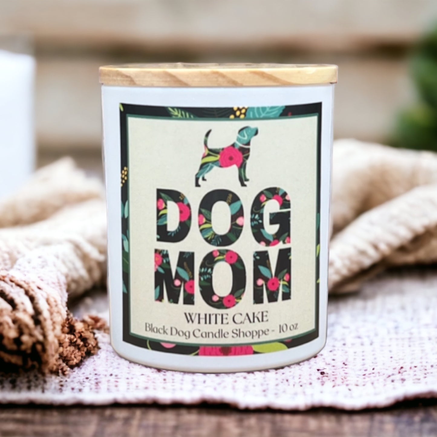 Dog Mom - White Cake Candle