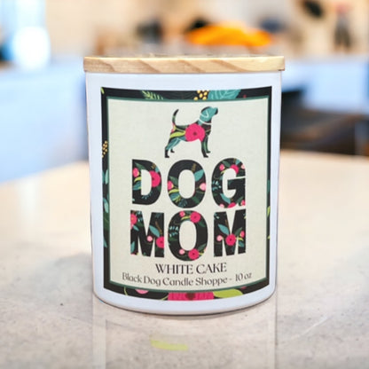 Dog Mom - White Cake Candle