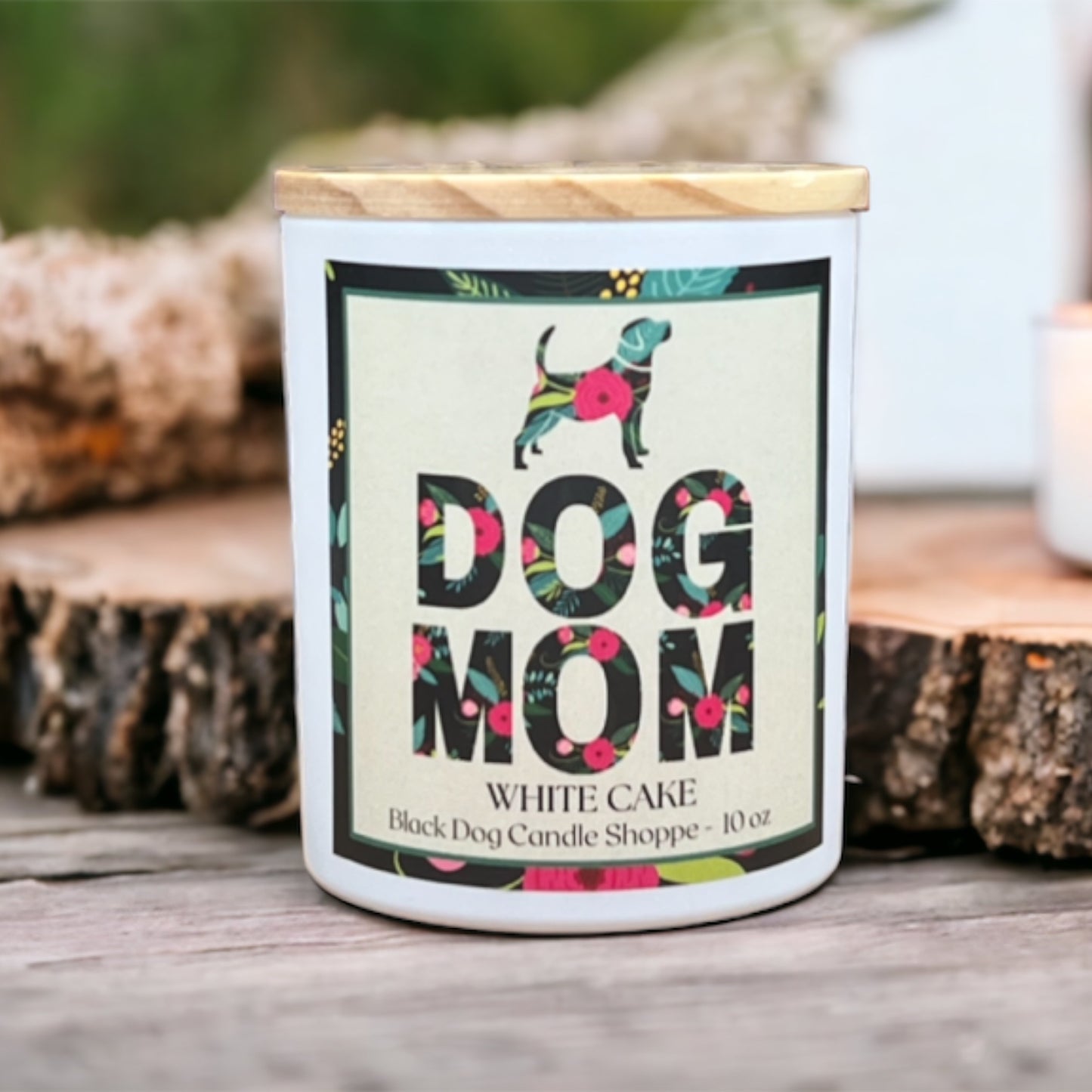 Dog Mom - White Cake Candle