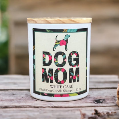 Dog Mom - White Cake Candle