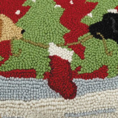 Playful Christmas Dogs Hook Pillow