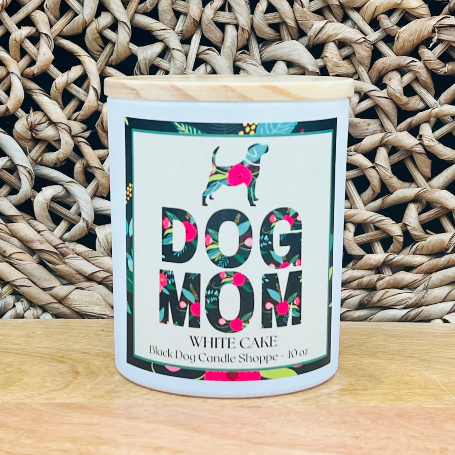 Dog Mom - White Cake Candle